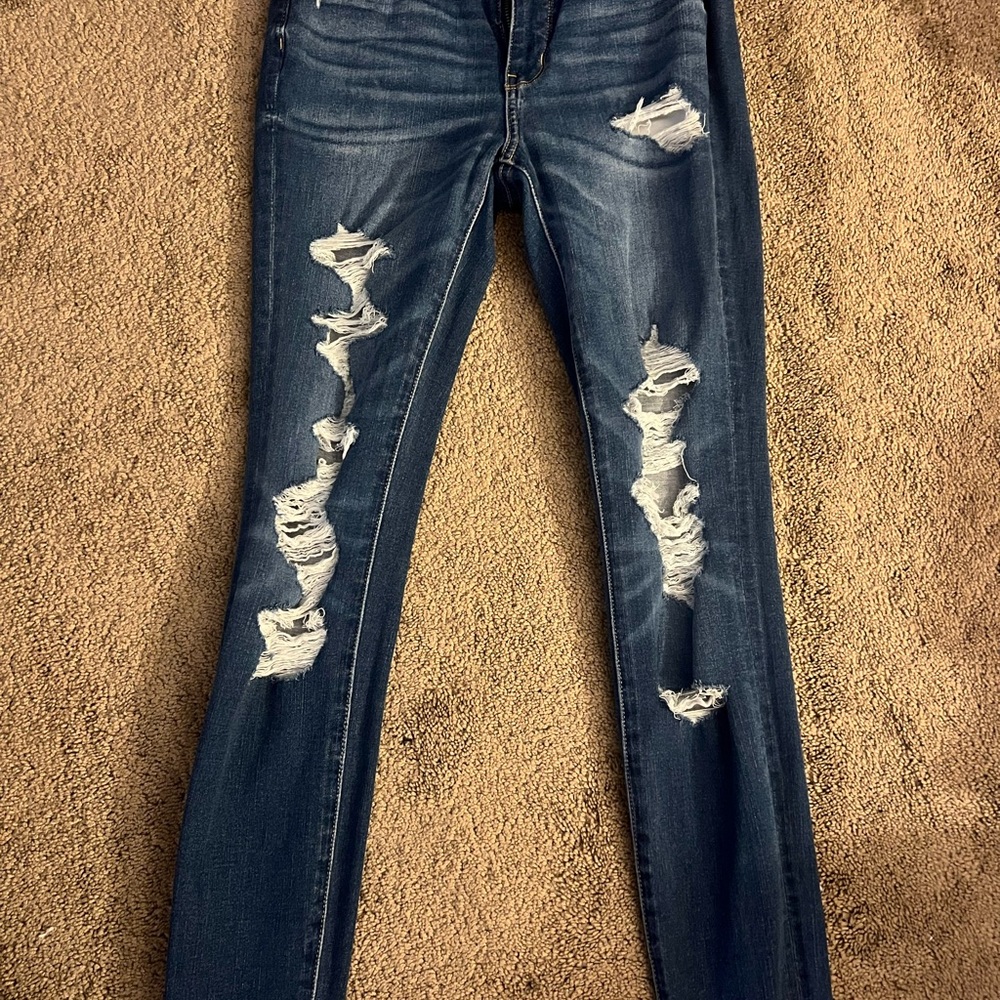 American Eagle Outfitters Ripped Dark Blue Skinny Jeans